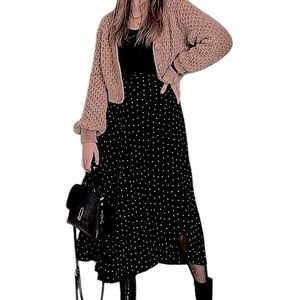 Tres Paquette Woman’s Vintage Black & White Swiss Polka Dot Midi Skirt